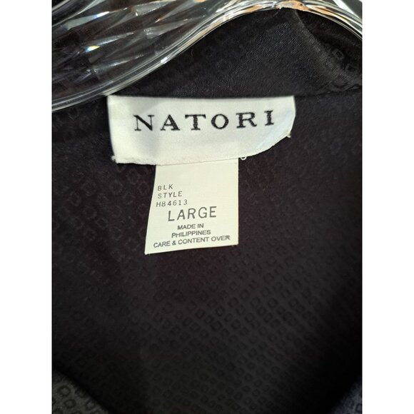 Natori Women's NEW Embroidered Black 2Piece Pajama Set Size L Silky New Tag Gift - Picture 2 of 10